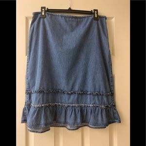 Ann Taylor Loft ruffle denim skirt